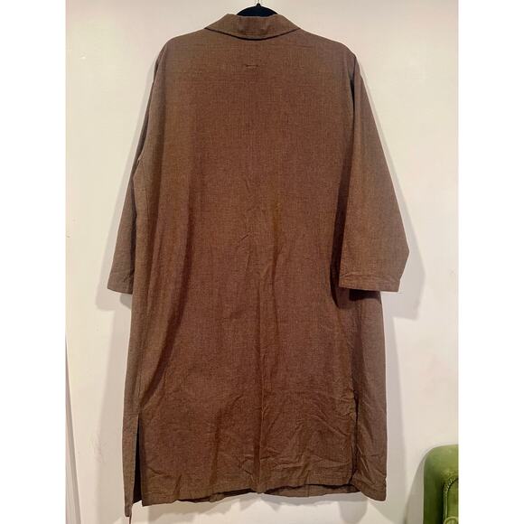 Women’s Minimalist Long Lightweight Jacket Cotton Rayon Size Large Brown - Picture 3 of 6
